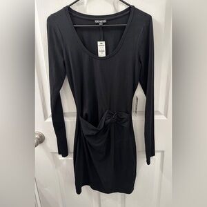 Express Elegant Black Long Sleeve Dress